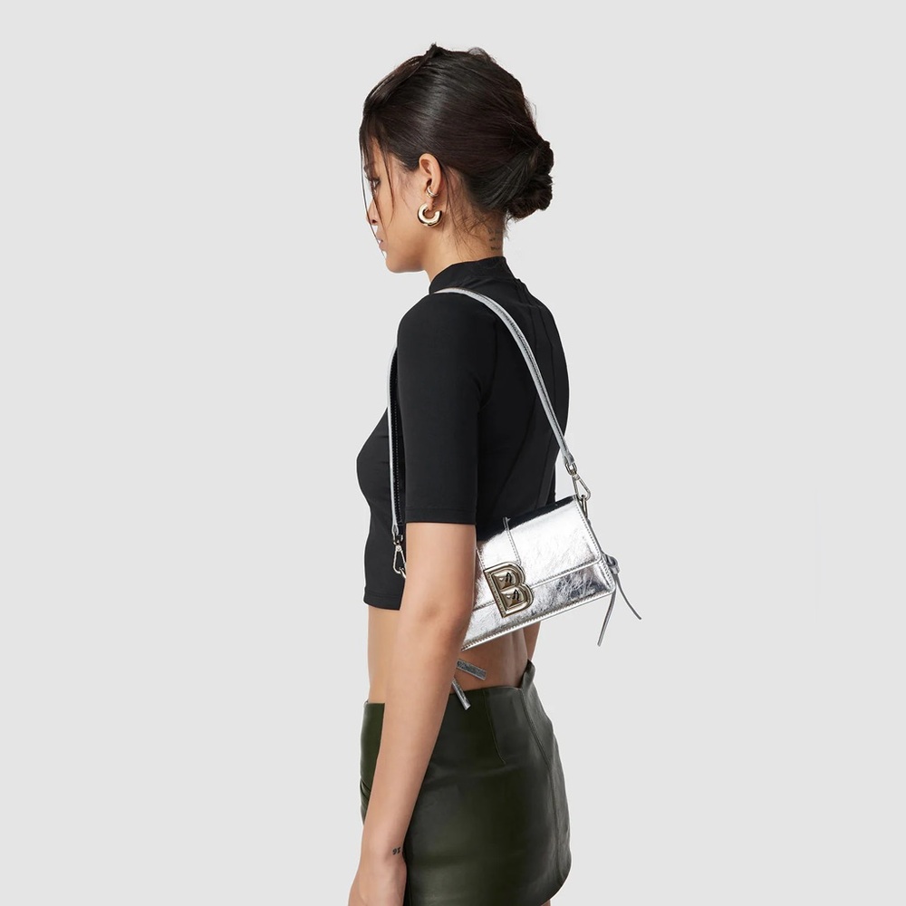 Brandon Blackwood Medium Nia Bag- Metallic Silver Leather - Picture 4 of 9